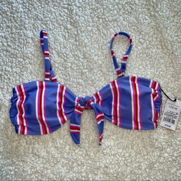 NWT Ribbed tie front bandeau bikini top - Picture 8 of 10